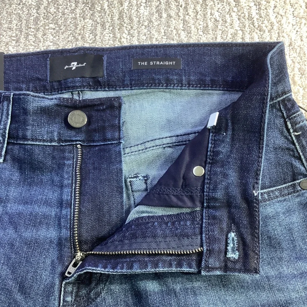 7 For All Mankind Mens The Straight Airweft Denim Jeans Blue Size 31 x 34 NWT